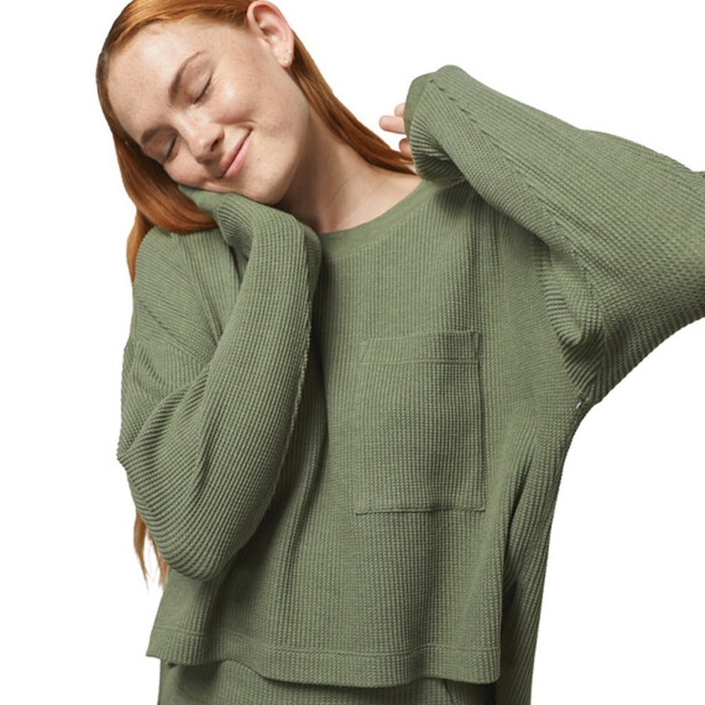 Lunya - The Restore Thermal Pocket Long Sleeve Top - Humble Green Heather